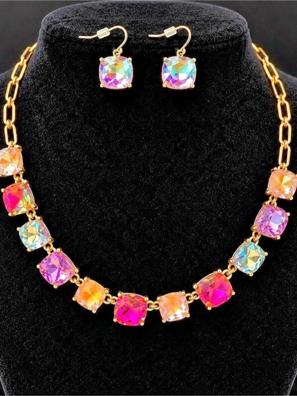 Multicolor Swarovski crystal elements Necklace & Earrings
